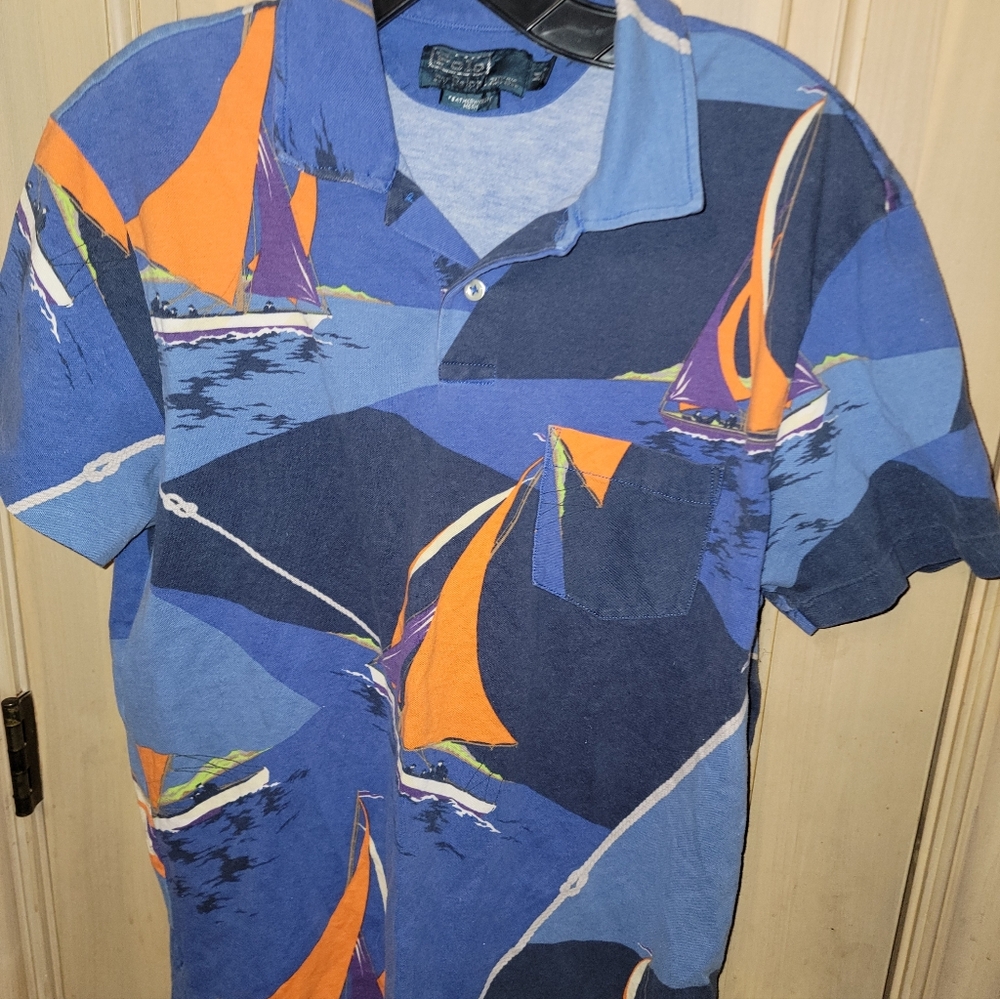 Mens Sz M Ralph Lauren Polo Sailing Polo Shirt Boating Vacation Fun - Picture 3 of 6